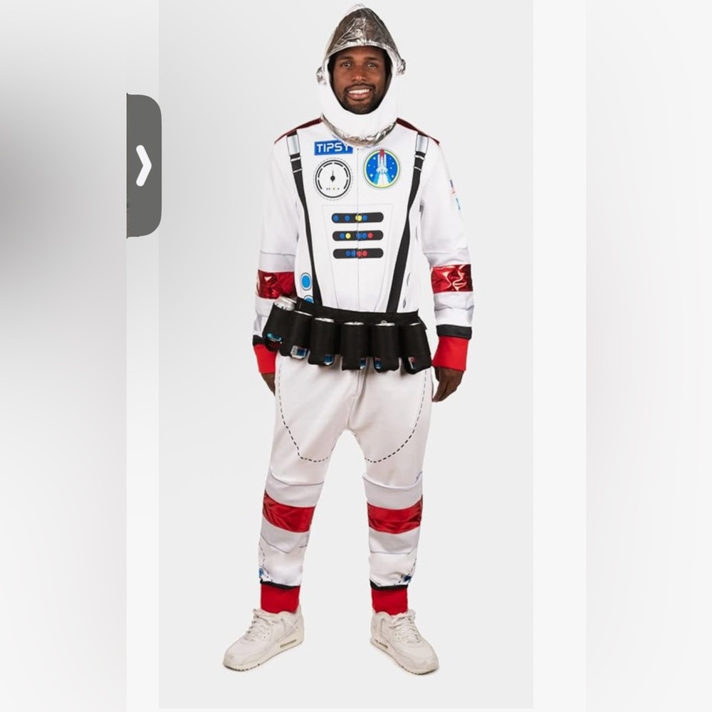 NWTS Tipsy Elves Adult Astronaut Costume Onesie in White and Red XS